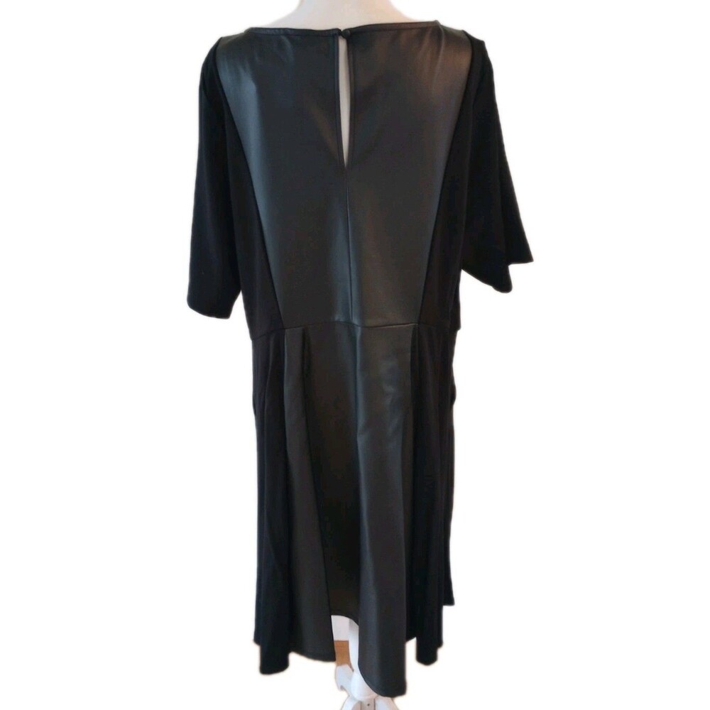 Torrid Size 3 Black Faux Leather Skater Dress Luxe Ponte Coated Black NWT - Picture 6 of 8